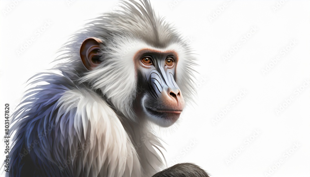 Sticker portrait of baboon