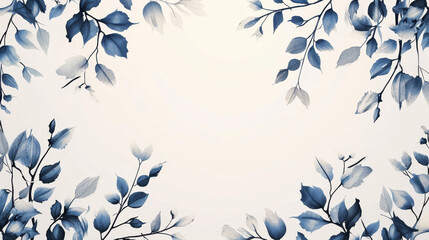 Elegant blue floral designs bordering a soft white center for artworks and templates