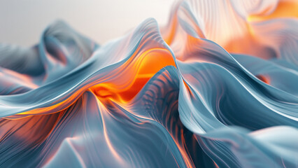 abstract representation of a data in holographic style. Calm tones. Gray, blue and orange. Hyperrealistic 