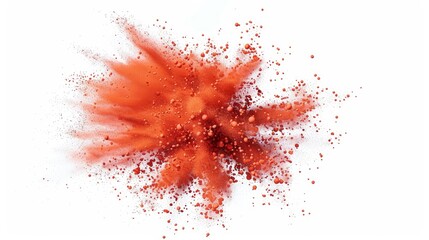 Paprika spice splatters, paint clouds design elements isolated on white background. Red dust, dust or powder on white background.