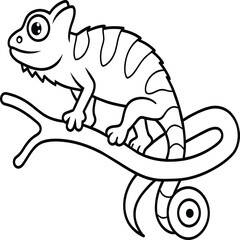 Chameleon coloring pages. chameleon animal line art
