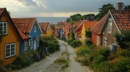 Quaint streets adorned with colorful houses