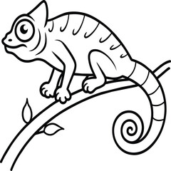 Chameleon coloring pages. chameleon animal line art