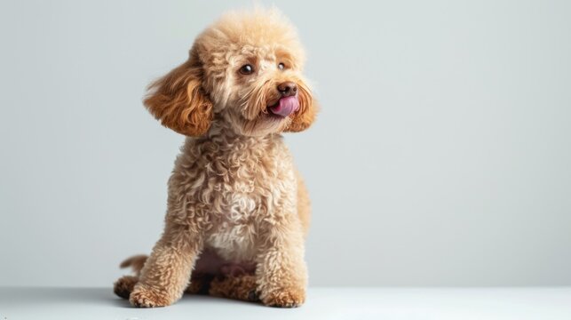 A Curious Poodle Seated Proudly