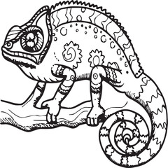 Chameleon coloring pages. chameleon animal line art
