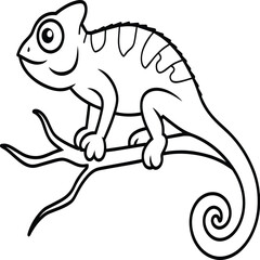 Chameleon coloring pages. chameleon animal line art