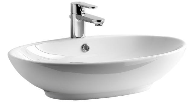 White Sink With Chrome Faucet isolated on white background