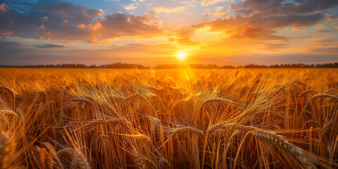 Obraz premium Golden Harvest: The Warmth of Sunlit Fields