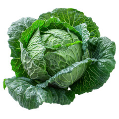 Fresh Cabbage Head on White Background