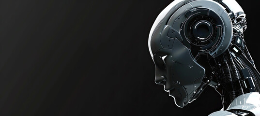Ai technology robot and artificial intelligence on black background