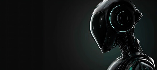 Ai technology robot and artificial intelligence on black background