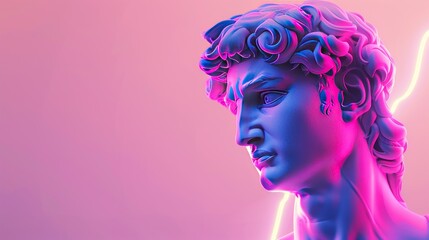 Classical sculpture in vapor wave retro futuristic style