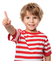 PNG Kid boy with pointing up smile portrait t-shirt