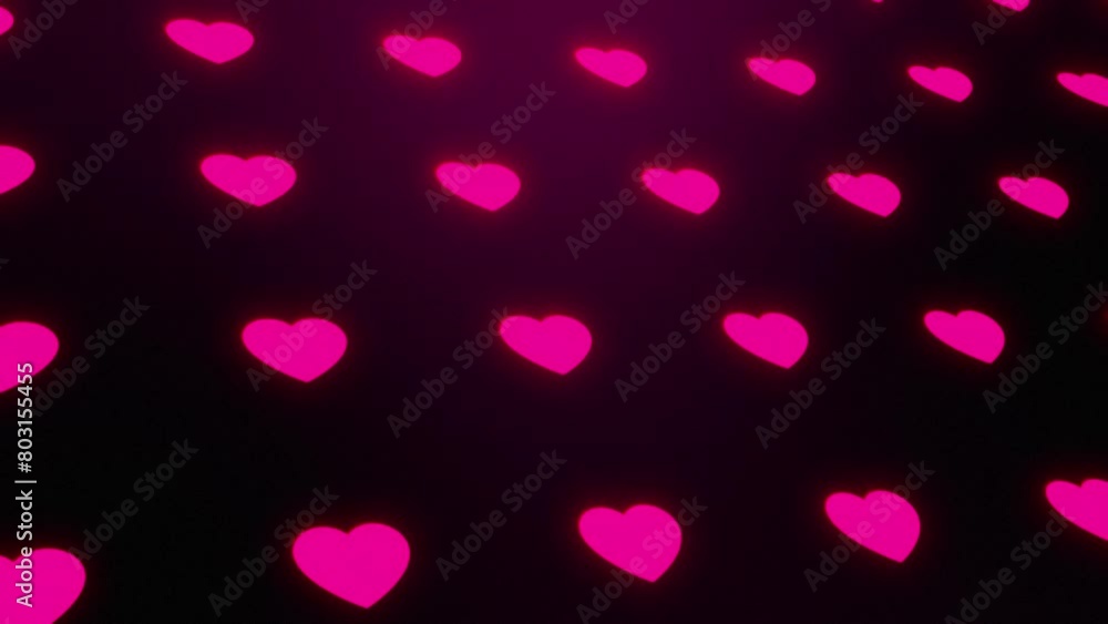 Wall mural love hearts animation on pink background loop