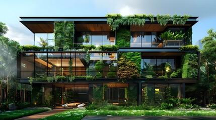 Fototapeta premium Modern Architectural Masterpiece: Eco-Friendly Urban Oasis