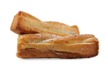 Two delicious rectangular cookies isolated on a white background.