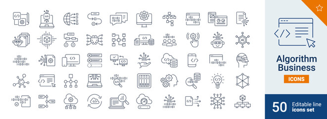 Algorithm icons Pixel perfect. setup, system, data, ...	
