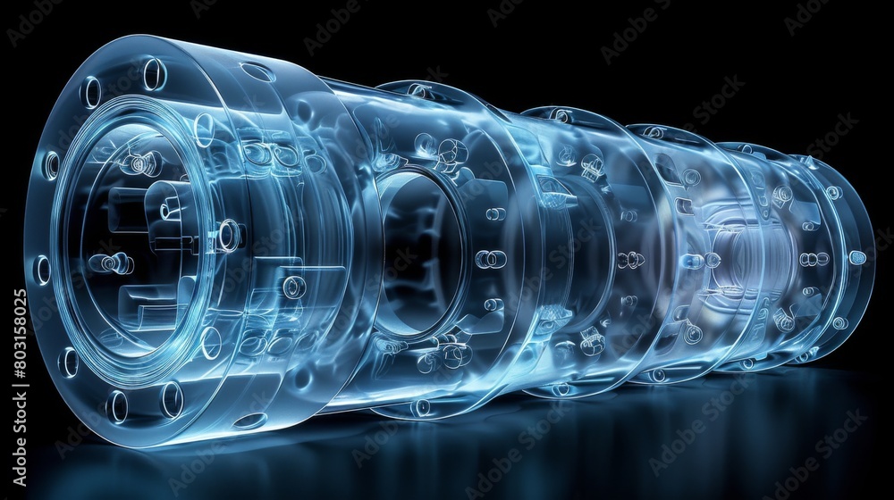 Poster x-ray scan of a roll of duct tape, revealing the adhesive layers and inner core.