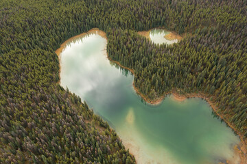 Aerial view of the lakes of Lorraine.