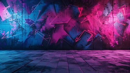 Naklejka premium Neon Graffiti Texture on the Wall