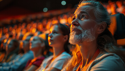 Obraz premium Audience: Engaged, diverse, midwestern.generative ai