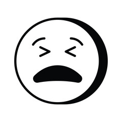 Painful expression, trendy icon of pain emoji, editable vector