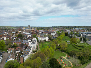 Aerial View of Historical Canterbury City Centre, Kent, England, Great Britain. April 20th, 2024