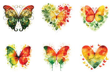 Watercolor butterfly vector illustration on white background.