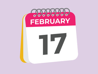 February 17 calendar reminder. 17 February daily calendar icon template. Calendar 17 February icon Design template. Vector illustration
