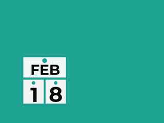 February 18 calendar reminder. 18 February daily calendar icon template. Calendar 18 February icon Design template. Vector illustration
