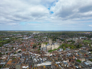 Aerial View of Historical Canterbury City Centre, Kent, England, Great Britain. April 20th, 2024
