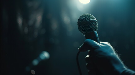 microphone in a hand on stage