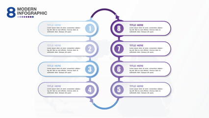 Obraz premium Blue tone circle infographic with 8 steps, process or options.