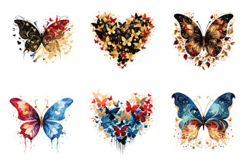 Watercolor butterfly vector illustration on white background.