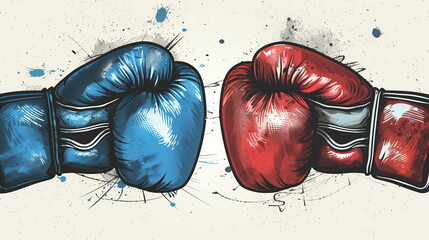 boxing gloves with blue and red punching