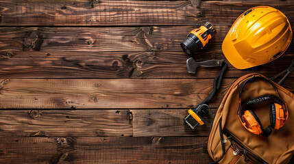 Hearing protectors with hardhat headlamp and bag 