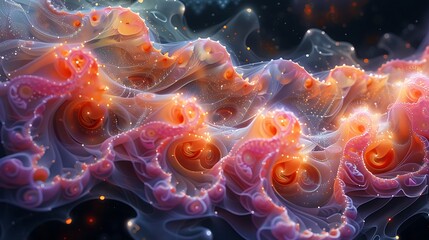 Visualize fractal designs that mimic the repeating patterns of the micro and macro cosmos, illustrating the interconnectedness of nature's designs.