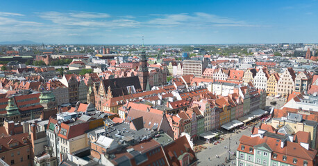 Wroclaw Old Town Square on a sunny day, Poland.