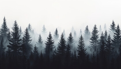 A stark texture depicting a forest silhouette against a white background,generative ai
