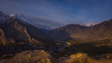 Mountain scenery of a village located in the northern part of Pakistan