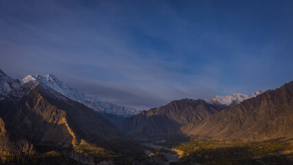 Mountain scenery of a village located in the northern part of Pakistan