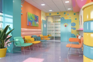 illustration of kids clinic interior design