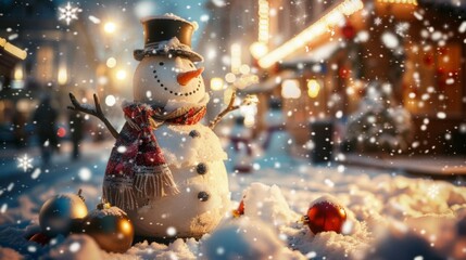a snowman in the snow