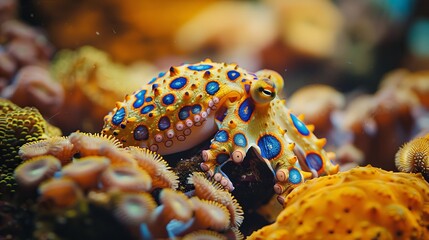 Blue-Ringed Octopus on Coral Reef