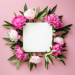 Obraz premium empty paper card with pink background generated.AI