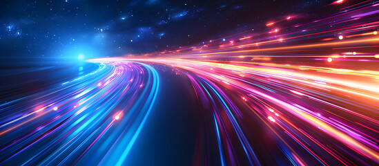 Abstract light speed background round with blue and red.