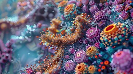 Fototapeta premium Capture the intricate details of nanotechnology in a digital rendering, emphasizing precision and depth with a pixel art technique