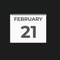 February 21 calendar reminder. 21 February daily calendar icon template. Calendar 21 February icon Design template. Vector illustration
