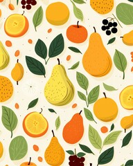 Fruits pattern in earthy tones, simple lines, seamless for sophisticated fabric and textile design , seamless pattern