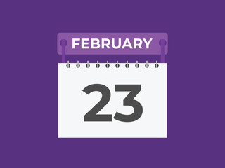 February 23 calendar reminder. 23 February daily calendar icon template. Calendar 23 February icon Design template. Vector illustration
